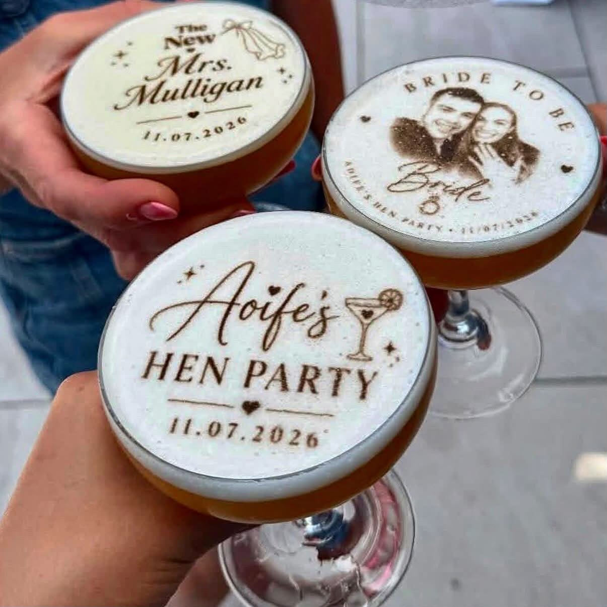 Personalised espresso martinis for a hen party